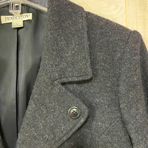 Pendleton Merino Wool Heather Gray Crop Peacoat Sz L - Picture 3 of 6